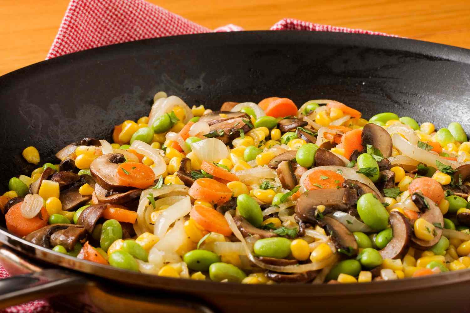 Bubb’s Portobello Succotash with Garlic Roasted Tri-Colored Potatoes and Spicy Pomodoro Sauce - All Occasion Catering